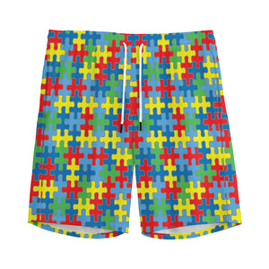 Autism Awareness Jigsaw Print Men's Sports Shorts