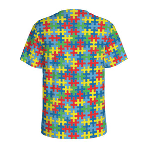 Autism Awareness Jigsaw Print Men's Sports T-Shirt