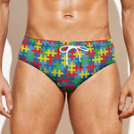 Autism Awareness Jigsaw Print Men's Swim Briefs