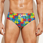 Autism Awareness Jigsaw Print Men's Swim Briefs