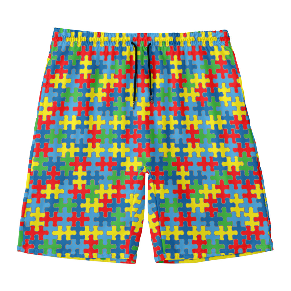 Autism Awareness Jigsaw Print Men's Swim Trunks