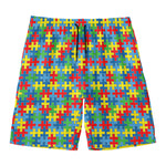 Autism Awareness Jigsaw Print Men's Swim Trunks