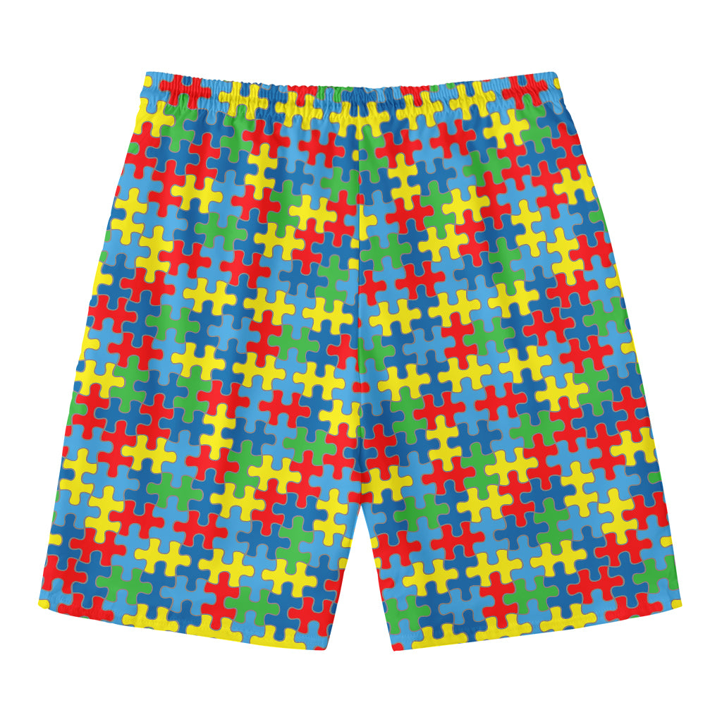 Autism Awareness Jigsaw Print Men's Swim Trunks