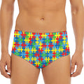 Autism Awareness Jigsaw Print Men's Triangle Swim Briefs