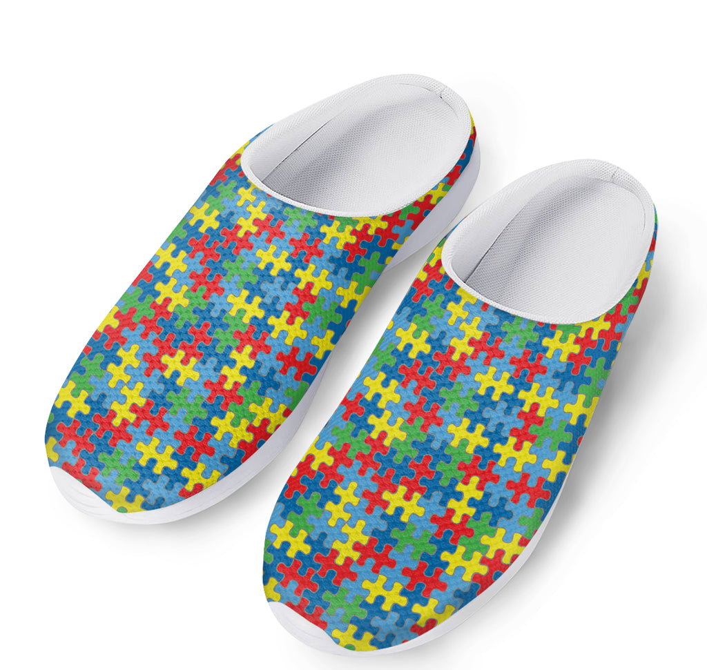 Autism Awareness Jigsaw Print Mesh Casual Shoes