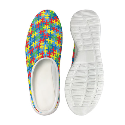 Autism Awareness Jigsaw Print Mesh Casual Shoes
