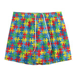 Autism Awareness Jigsaw Print Mesh Shorts