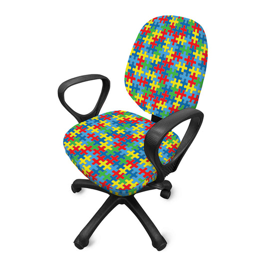 Autism Awareness Jigsaw Print Office Chair Cover