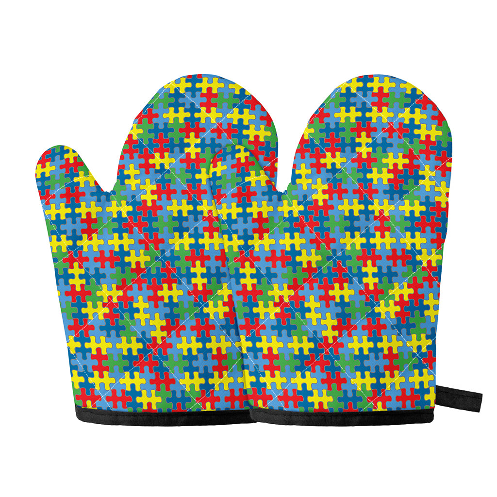 Autism Awareness Jigsaw Print Oven Mitts