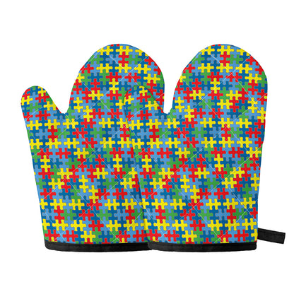 Autism Awareness Jigsaw Print Oven Mitts
