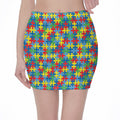 Autism Awareness Jigsaw Print Pencil Mini Skirt