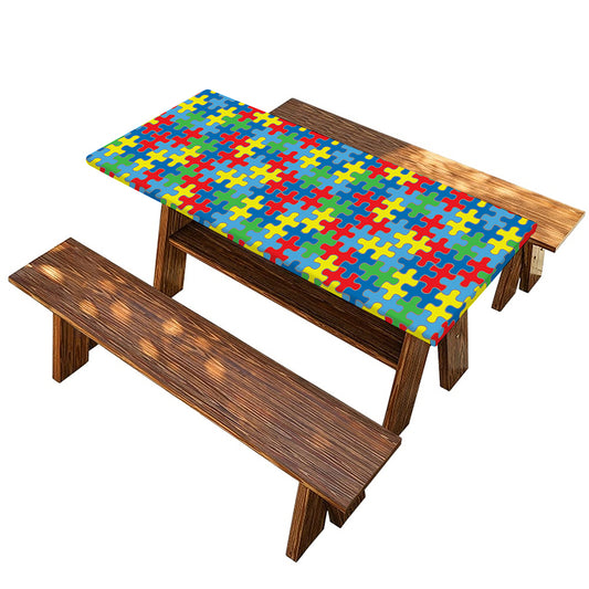Autism Awareness Jigsaw Print Picnic Table Cover