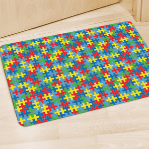 Autism Awareness Jigsaw Print Polyester Doormat