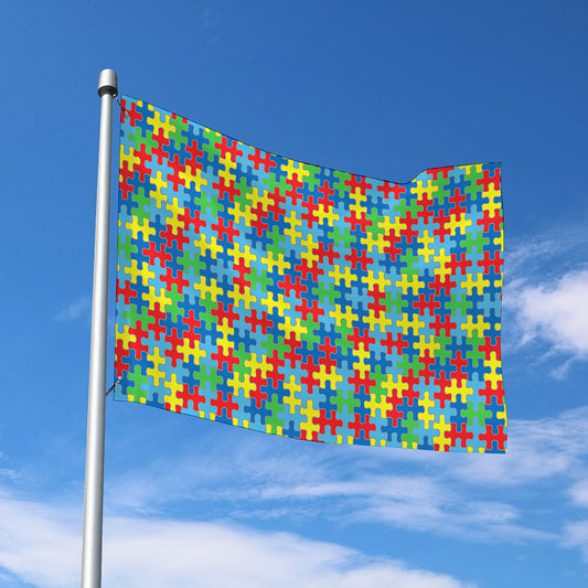 Autism Awareness Jigsaw Print Polyester Flag