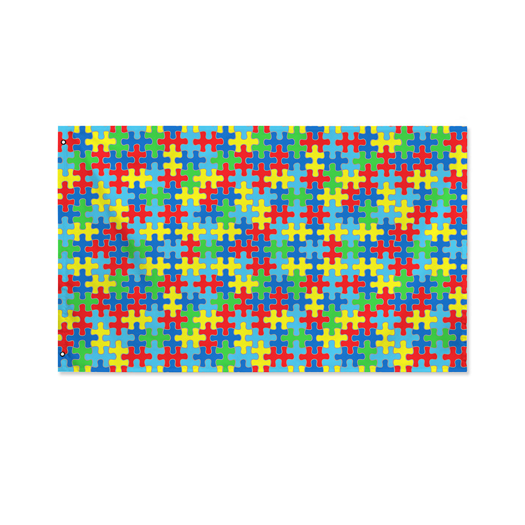 Autism Awareness Jigsaw Print Polyester Flag
