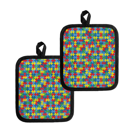 Autism Awareness Jigsaw Print Pot Holders