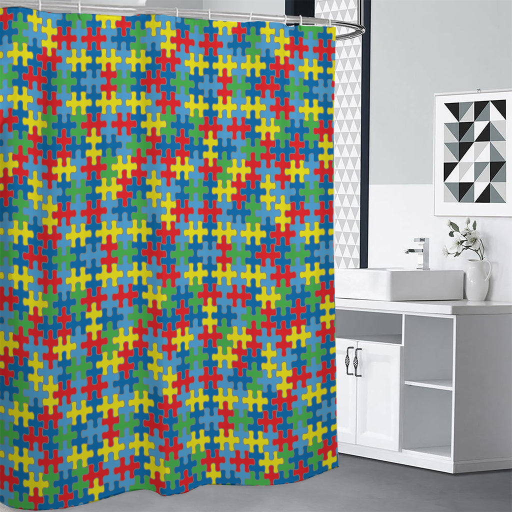 Autism Awareness Jigsaw Print Premium Shower Curtain