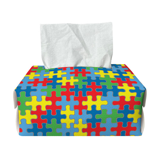 Autism Awareness Jigsaw Print Rectangle Tissue Box Cover