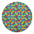 Autism Awareness Jigsaw Print Round Blanket