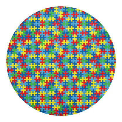 Autism Awareness Jigsaw Print Round Blanket