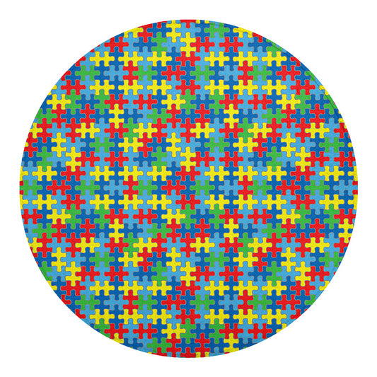 Autism Awareness Jigsaw Print Round Blanket