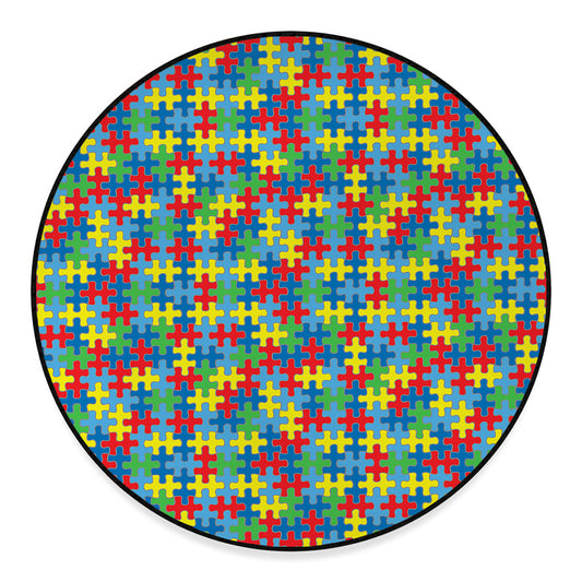 Autism Awareness Jigsaw Print Round Floor Mat