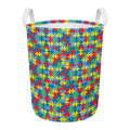 Autism Awareness Jigsaw Print Round Laundry Basket