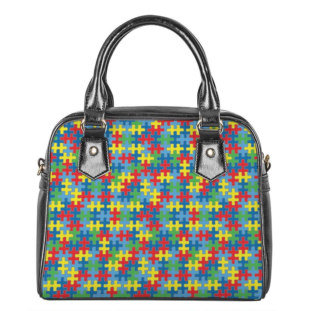 Autism Awareness Jigsaw Print Shoulder Handbag