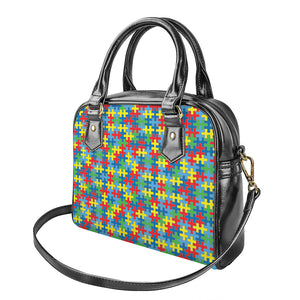 Autism Awareness Jigsaw Print Shoulder Handbag