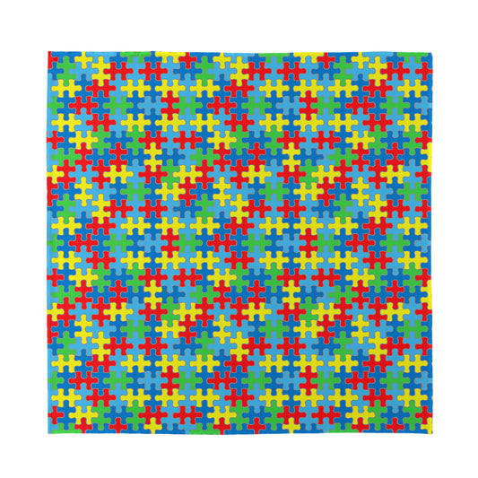 Autism Awareness Jigsaw Print Silk Bandana