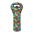 Autism Awareness Jigsaw Print Single Neoprene Wine Tote