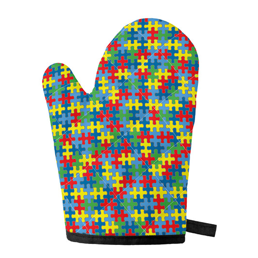 Autism Awareness Jigsaw Print Single Oven Mitt