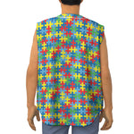 Autism Awareness Jigsaw Print Sleeveless Baseball Jersey