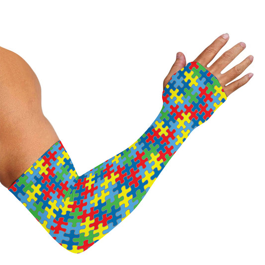 Autism Awareness Jigsaw Print Sun Protection Arm Sleeves