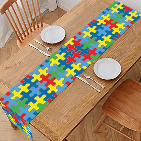 Autism Awareness Jigsaw Print Table Runner