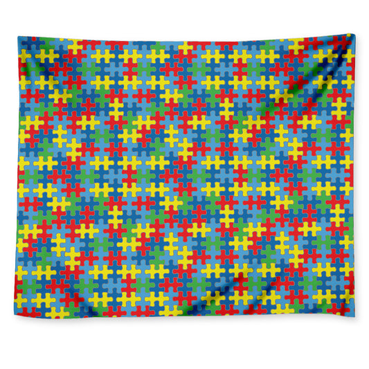 Autism Awareness Jigsaw Print Tapestry
