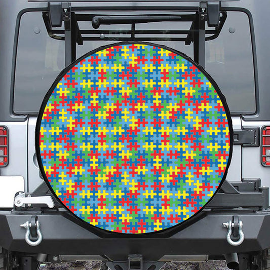 Autism Awareness Jigsaw Print Tire Cover