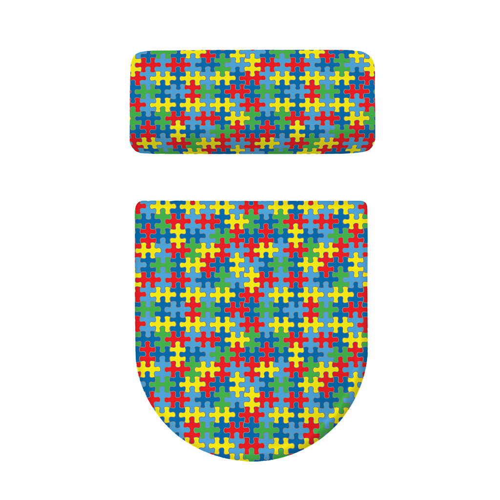 Autism Awareness Jigsaw Print Toilet Lid And Tank Cover Set