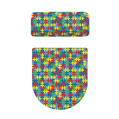 Autism Awareness Jigsaw Print Toilet Lid And Tank Cover Set