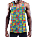 Autism Awareness Jigsaw Print Men's Workout Tank Top