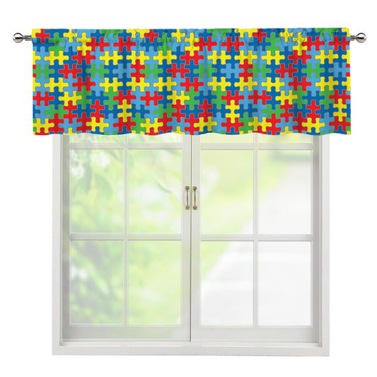 Autism Awareness Jigsaw Print Window Valance