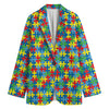 Autism Awareness Jigsaw Print Women's Blazer