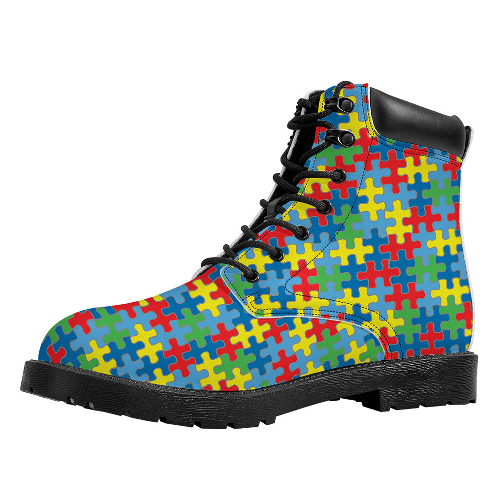 Autism Awareness Jigsaw Print Work Boots