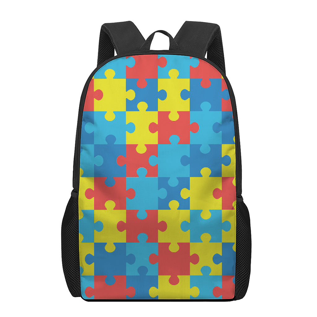 Autism Awareness Pattern Print 17 Inch Backpack