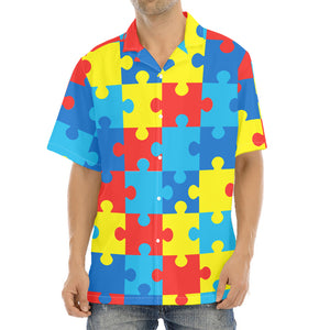 Autism Awareness Pattern Print Aloha Shirt