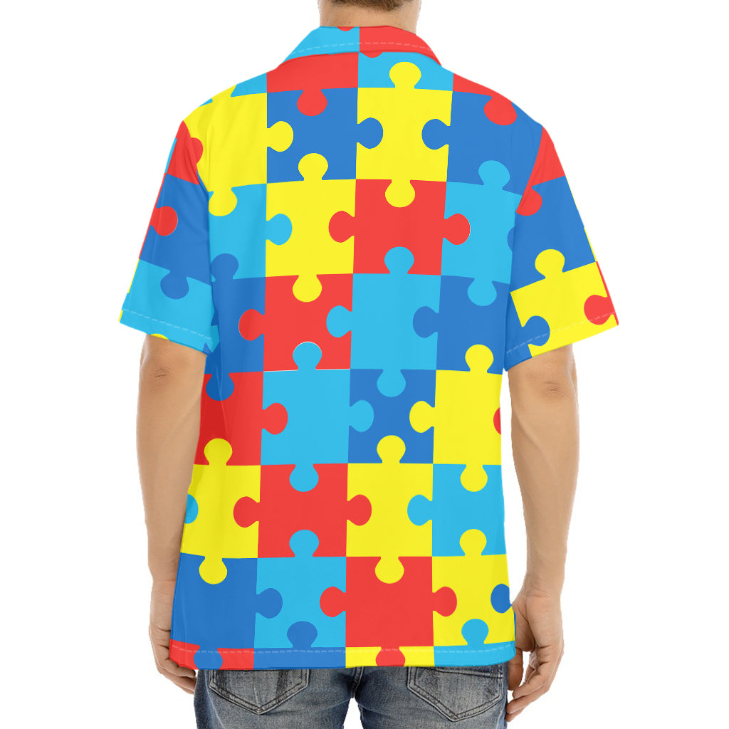 Autism Awareness Pattern Print Aloha Shirt