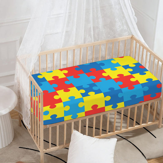 Autism Awareness Pattern Print Baby Crib Sheet