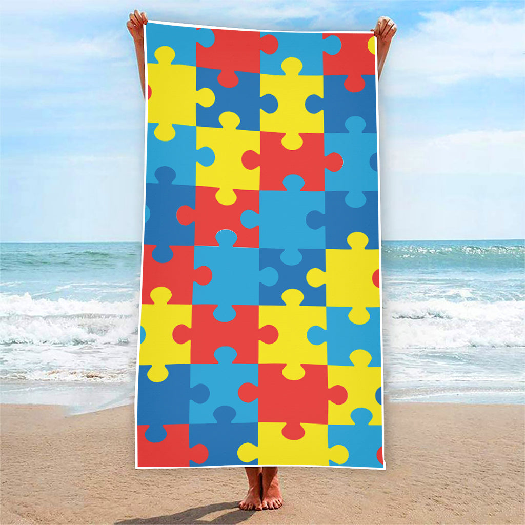 Autism Awareness Pattern Print Beach Towel