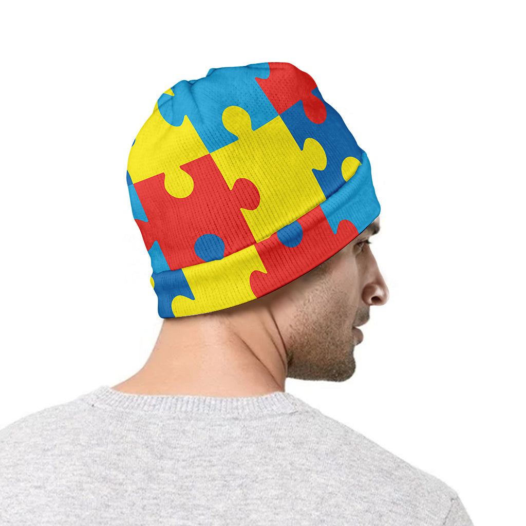 Autism Awareness Pattern Print Beanie