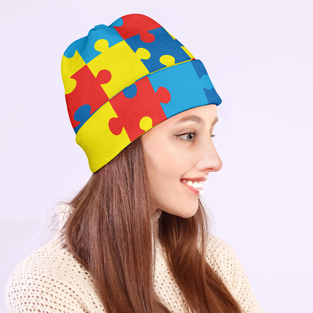 Autism Awareness Pattern Print Beanie